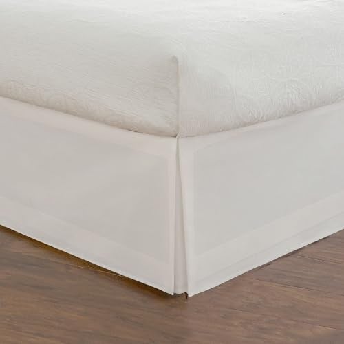 Fresh Ideas Bedding Tailored Bedskirt, Classic 14” Drop Length, Pleated Styling, Full, White - Image 1