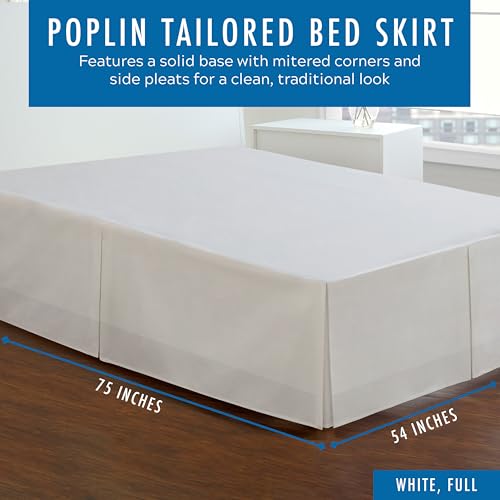 Fresh Ideas Bedding Tailored Bedskirt, Classic 14” Drop Length, Pleated Styling, Full, White - Image 2