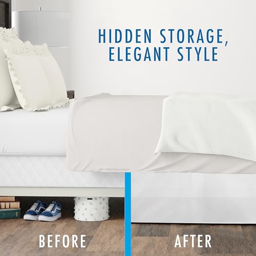 Fresh Ideas Bedding Tailored Bedskirt, Classic 14” Drop Length, Pleated Styling, Full, White - Image 4