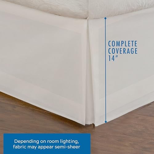 Fresh Ideas Bedding Tailored Bedskirt, Classic 14” Drop Length, Pleated Styling, Full, White - Image 3