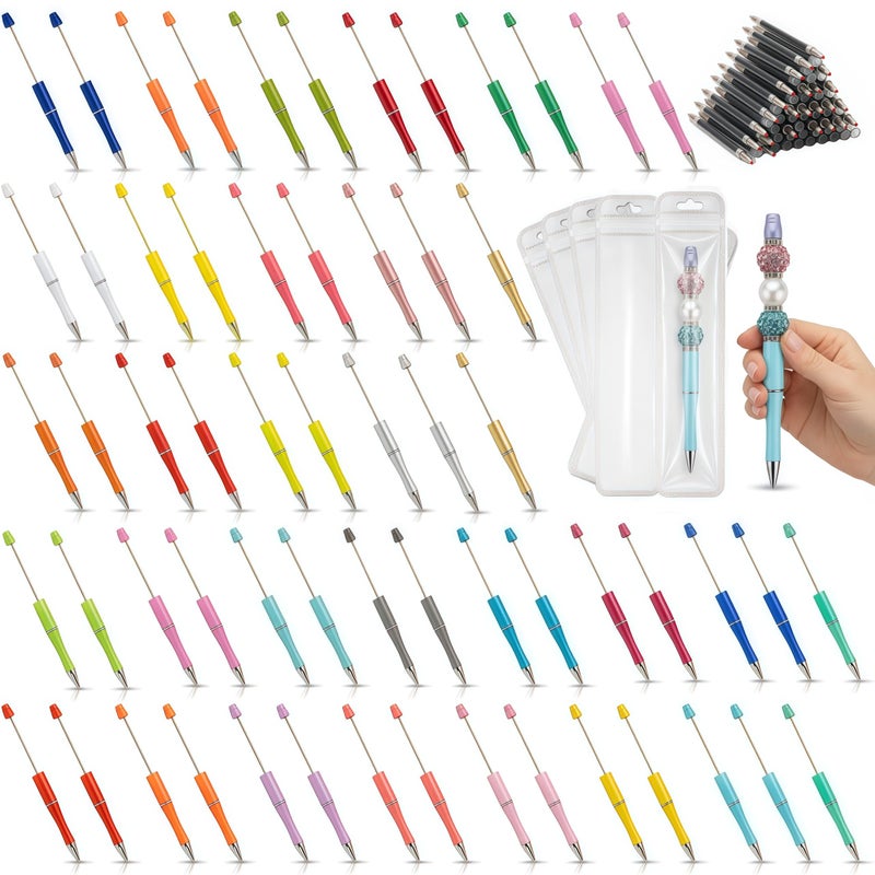 XJlSGXUSG 180 Pcs DIY Beadable Pen Kit â€“ 60 Pens, 60 Refills & 60 Gift Bags â€“ Beads Not Included â€“ Multicolor Craft Supplies for Office, Teachers & DIY Projects - Image 1