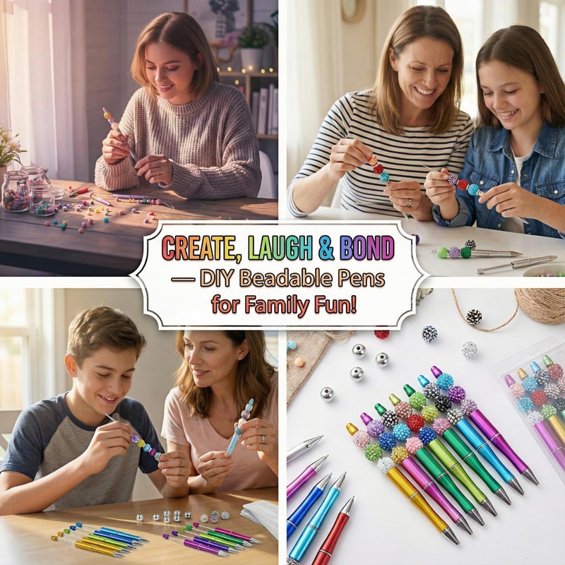 XJlSGXUSG 180 Pcs DIY Beadable Pen Kit â€“ 60 Pens, 60 Refills & 60 Gift Bags â€“ Beads Not Included â€“ Multicolor Craft Supplies for Office, Teachers & DIY Projects - Image 4