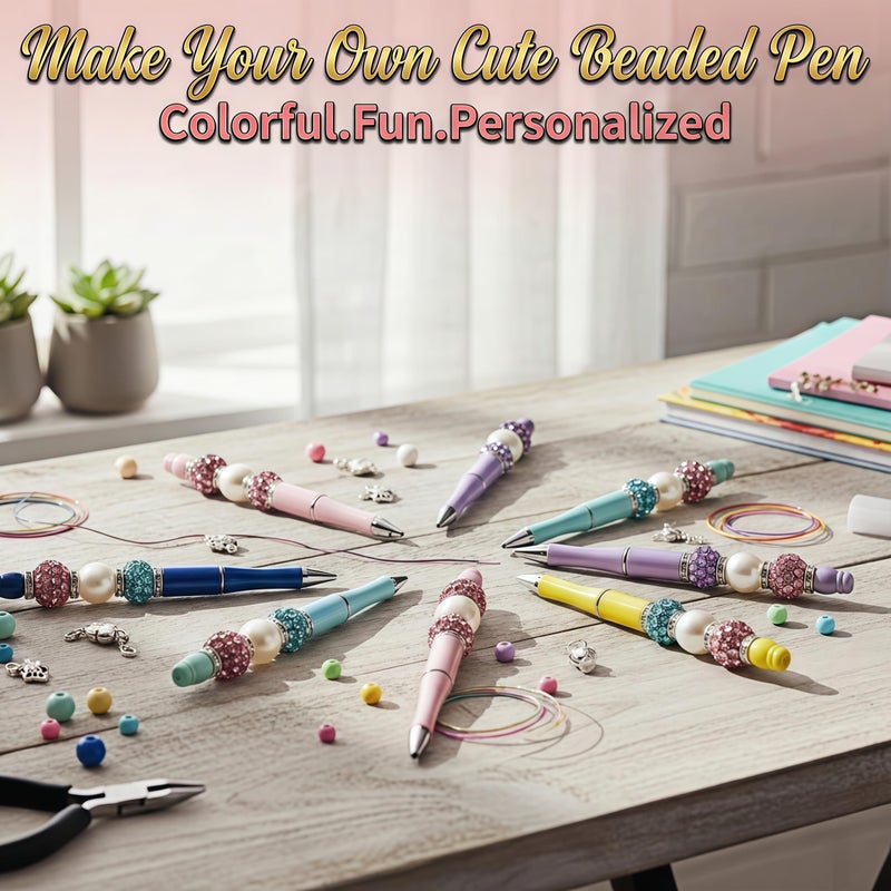 XJlSGXUSG 180 Pcs DIY Beadable Pen Kit â€“ 60 Pens, 60 Refills & 60 Gift Bags â€“ Beads Not Included â€“ Multicolor Craft Supplies for Office, Teachers & DIY Projects - Image 3