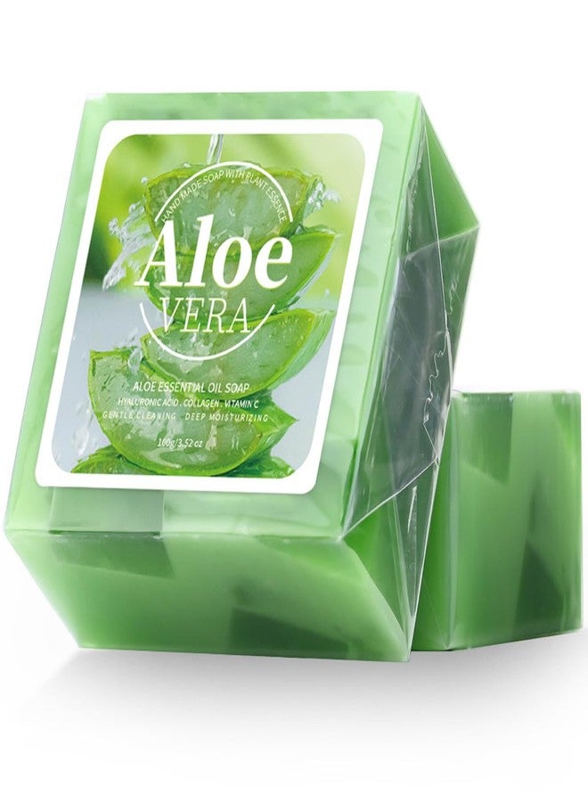 BEUKING Aloe Vera Soap Bar for Face & Body, Handmade Washing Exfoliating Bar, Moisturizing Oil Control Mild Nourishing Removing Body Dirty Cleaning Pore for Women Men Skin Care - Image 1