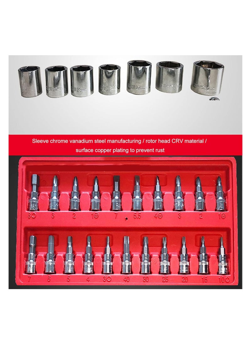 Generic Ratchet Wrench Set of 46, Socket Tool Kit Set, Hard Chrome Plated, Vanadium Steel, Anti-Slip Handle, Ratchet Wrench, Garage Tool Set, Car, Motorcycle  - Image 2