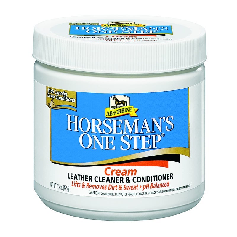 Absorbine Horsemans One Step Leather Cleaner & Conditioner Cream, Vinyl/Leather Treatment to Clean, Protect, Restore & Prevent Dryness, 15oz