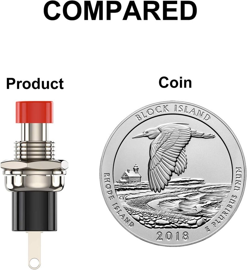DIYhz Momentary Push Button Switch, 1A 250VAC SPST Mini Pushbutton Switches Normally Open(NO) Black Cap - 10pcs - Image 5