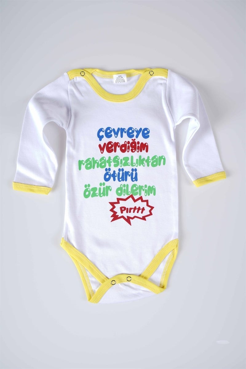 Miniko Kids New Season Environmentally Friendly Written Baby Child Long Sleeve Cotton Bodysuit - Image 1