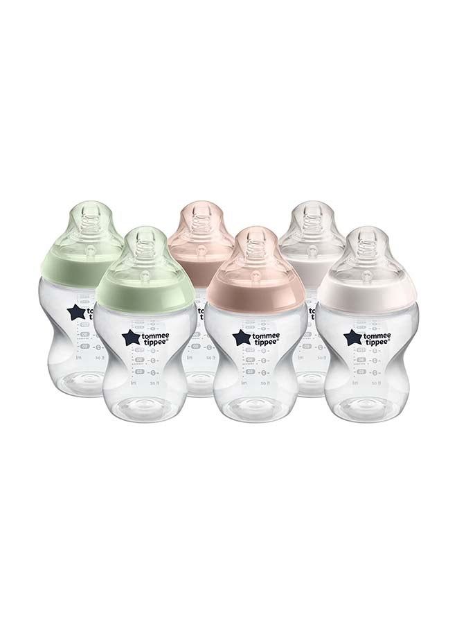tommee tippee Pack Of 6 Closer To Nature Baby Bottles Slow-Flow Breast-Like Teat With Anti-Colic Valve 0 Months+ 260 ml Multicolor - Image 1