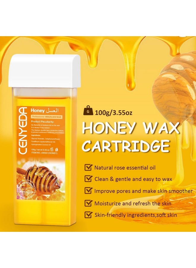 Digital Roll On Wax Kit Honey Wax Roller Waxing Kit For Women Roll On Wax Warmer For Hair Removal Depilatory Soft Roll On Wax Warmer With 2 Cartridge Refill And 100 Pcs Wax Strips Super Easy To Use