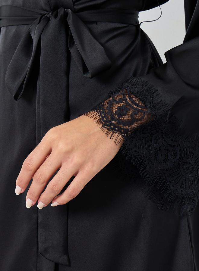 Styli Back V Shape Lace Trim Robe - Image 3
