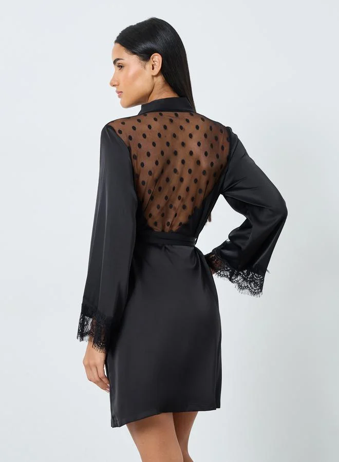 Styli Styli Back V Shape Lace Trim Robe