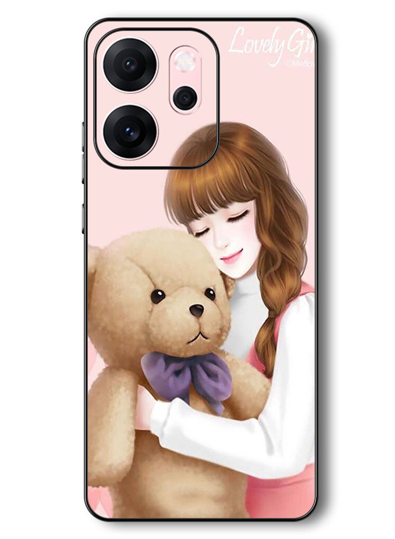Theodor Case Compatible with Oppo Reno 14 F 6.57 Inch Protection Shockproof Bumper Cover Lovely Girl Witih Teddy - Image 1