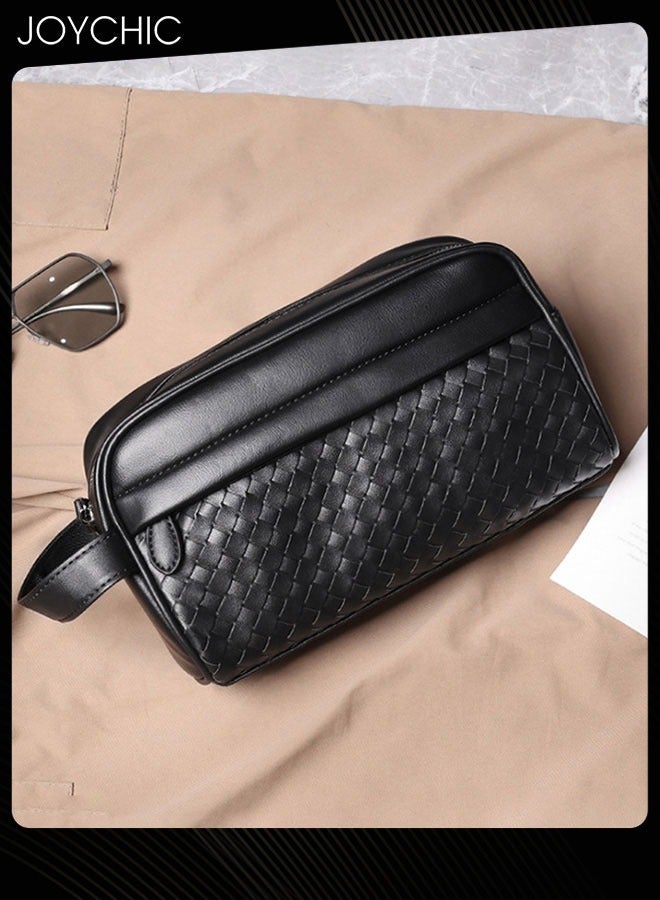 Joychic حقيبة تواليت كبيرة السعة للرجال من PU مقاومة للماء ومقاومة للاهتراء، حقيبة عمل عصرية، سفر، محمولة، سوداء - Image 2