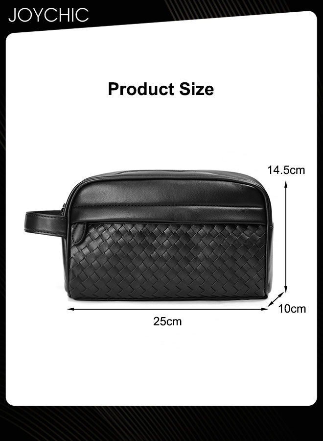 Joychic حقيبة تواليت كبيرة السعة للرجال من PU مقاومة للماء ومقاومة للاهتراء، حقيبة عمل عصرية، سفر، محمولة، سوداء - Image 5