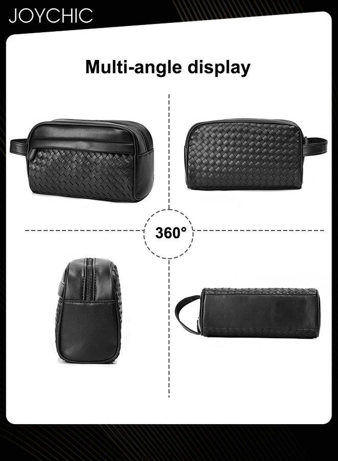 Joychic حقيبة تواليت كبيرة السعة للرجال من PU مقاومة للماء ومقاومة للاهتراء، حقيبة عمل عصرية، سفر، محمولة، سوداء - Image 4