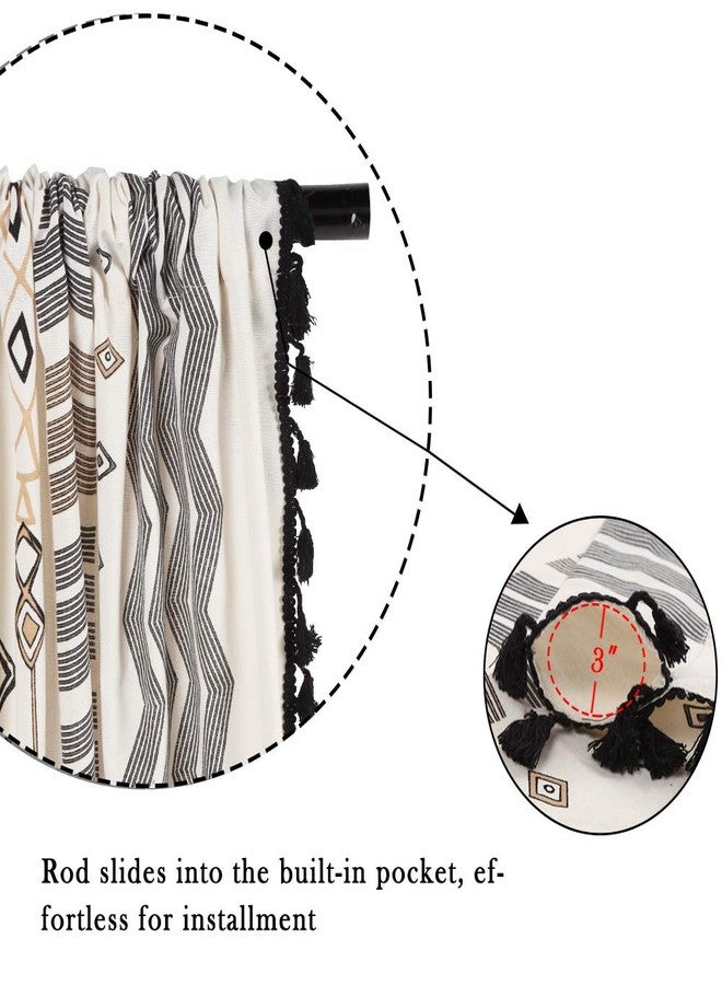 ColorBird Boho Curtains 2 Panels 84 Inches Long Patterned Western Azetc Boho Chic Decor Semi-Blackout Light Filtering Drapes Window Treatment with Tassels Rod Pocket for Living Bedroom Office - Image 4
