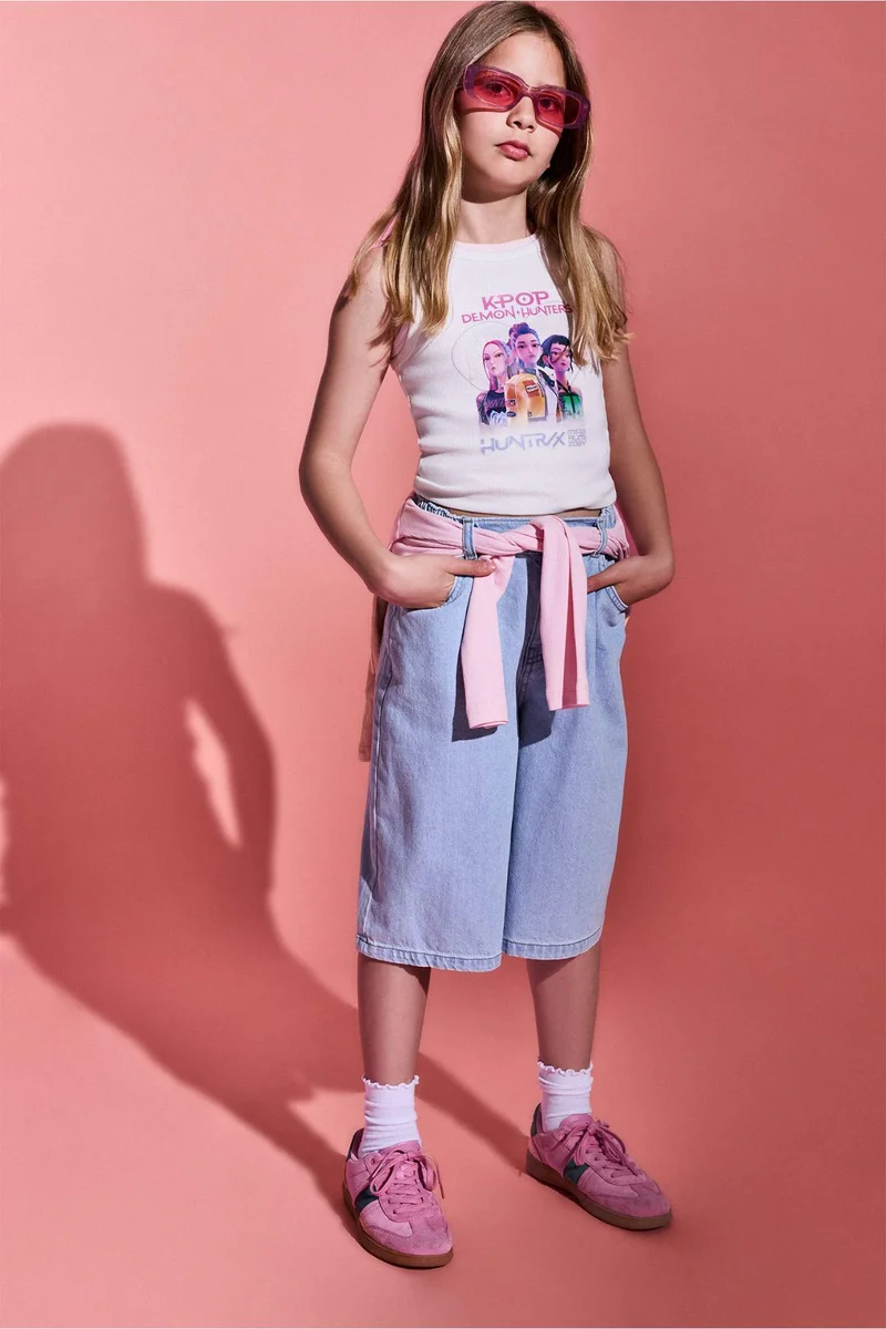 Defacto Girl Kpop - Demon Hunters Crew Neck Ecru Tank Top