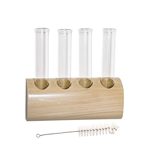 Labzio Modern Handmade Wooden Log Shaped Flower Vase with Glass Test Tubes – Elegant Diwali Home Decor, Festive Table Centerpiece, Pooja Room Decoration, Living Room & Diwali Floral Display - Image 2