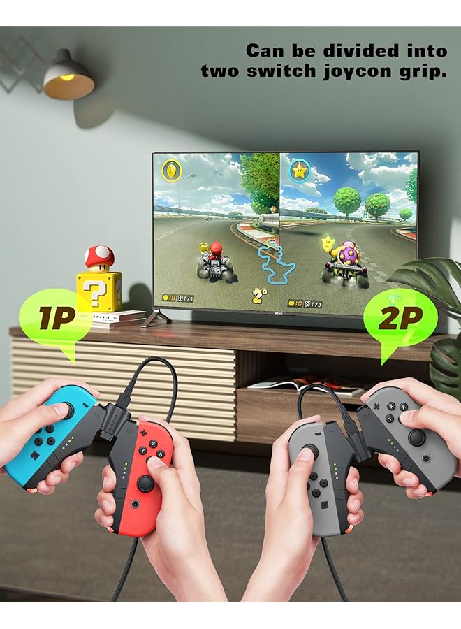 KASTWAVE 4 In 1 Joycon Charger Grip For Nintendo Switch/Oled Joy Con Charging/Comfort Grip/Storage Controller Holder For Switch Joycon / 3Rd Party Joypad  - Image 5
