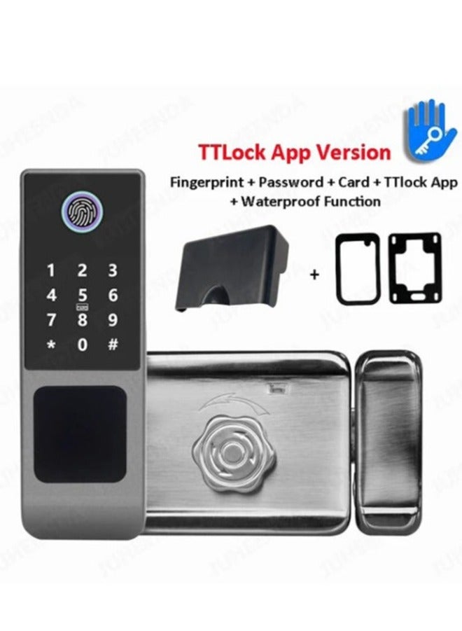 XiuWoo Waterproof TTLOCK Bluetooth App Smart Outdoor Lock, Fingerprint Lock, Outdoor Gate, Digital Password, Remote App, Home Electronic Rim Lock - Image 1