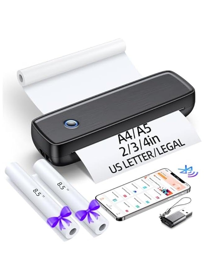 أنكوفو طابعة لاسلكية محمولة ، طابعة بلوتوث الحرارية للسفر ، طابعة نقاط البيع تأثير يدعم 8.5  X 11  الولايات المتحدة الأمريكية رسالة وقانونية ، A4 و A5 ورقة الحرارية - Image 1