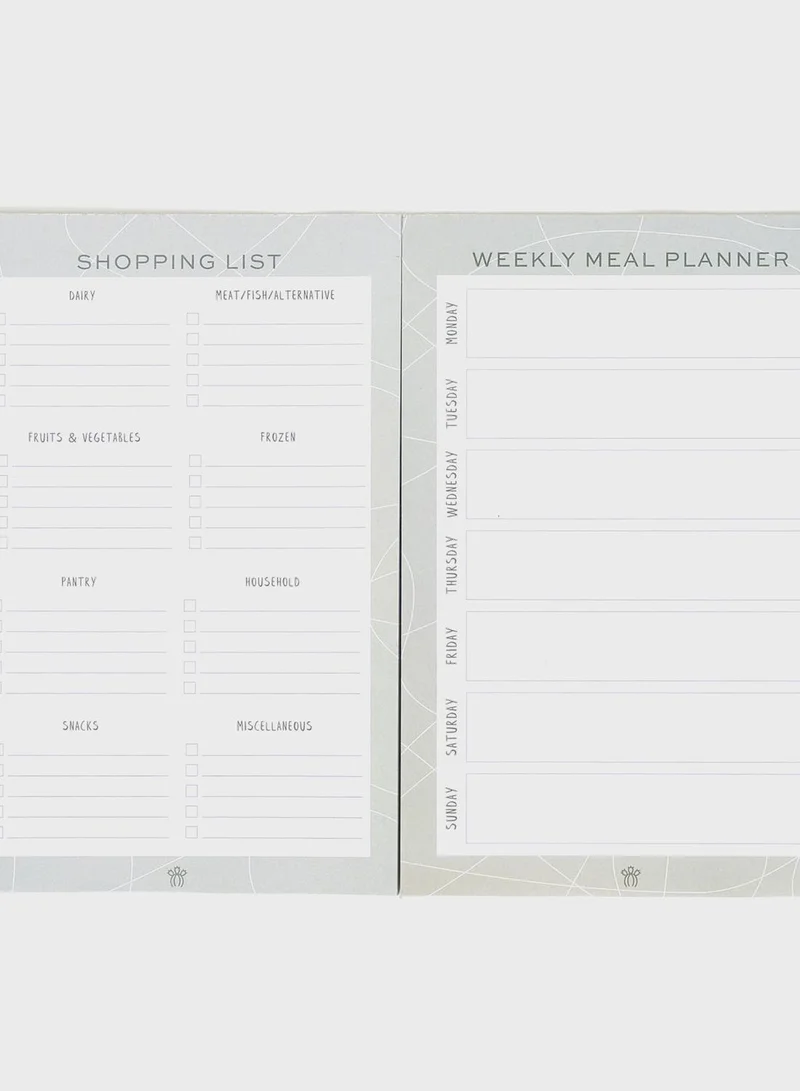 Prickly Pear Weekly Meal Planner & Shopping List With Magnetic Panel On The Back Of Each