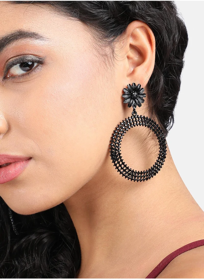 SOHI Maxi Daisy Intricate Circular Drop Earrings