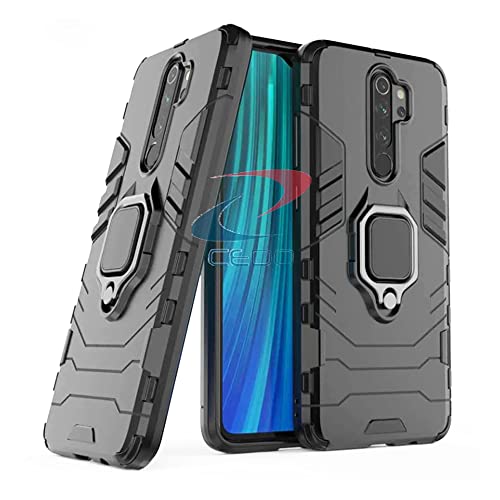 CEDO Kickstand Cover for Redmi Note 8 Pro (4G) Rugged Case | Built-in Stand Rotating Ring Holder | Military Grade Armor Bumper Back Cover (Black) - Image 1