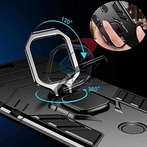 CEDO Kickstand Cover for Redmi Note 8 Pro (4G) Rugged Case | Built-in Stand Rotating Ring Holder | Military Grade Armor Bumper Back Cover (Black) - Image 5