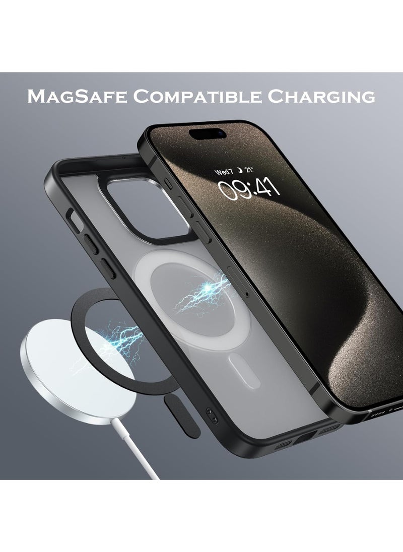 Rock Pow - 360°Rotatable Ring for iPhone 13 Pro Max Case withMagnetic/Invisible Stand Compatible with Magsafe Standard Protection Shockproof Matte Translucent Phone Case Slim Cover - Image 1