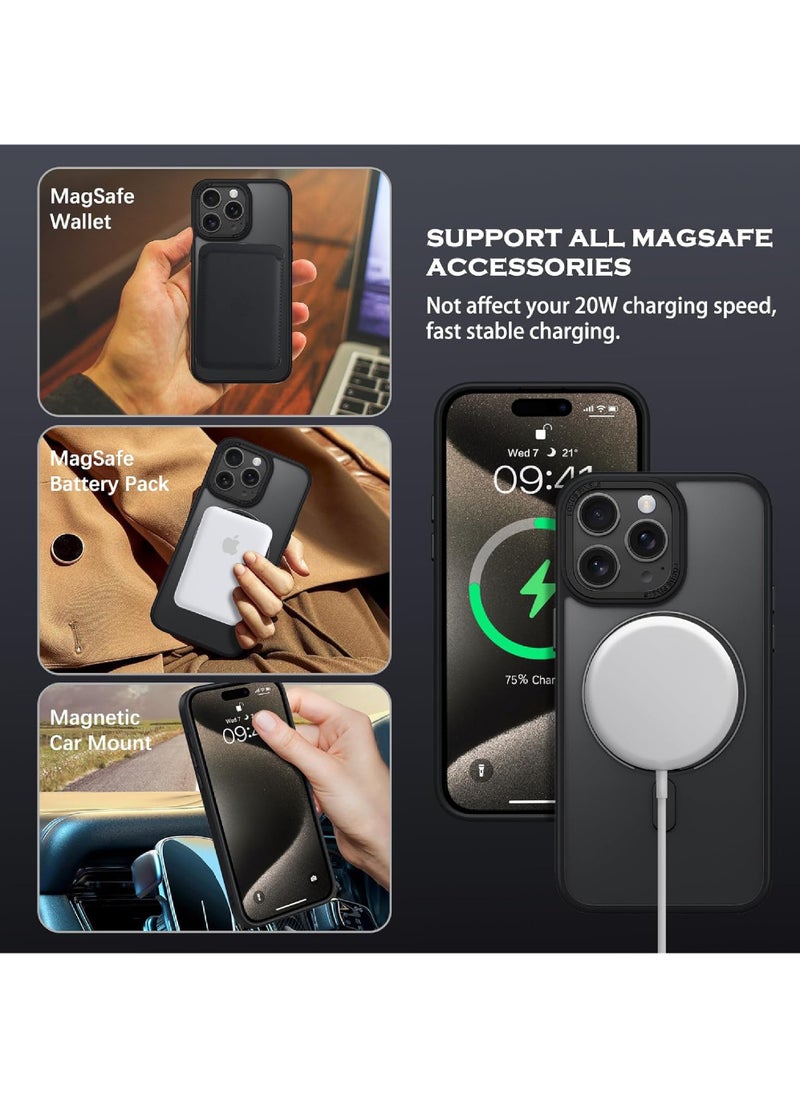 Rock Pow - 360°Rotatable Ring for iPhone 13 Pro Max Case withMagnetic/Invisible Stand Compatible with Magsafe Standard Protection Shockproof Matte Translucent Phone Case Slim Cover - Image 1