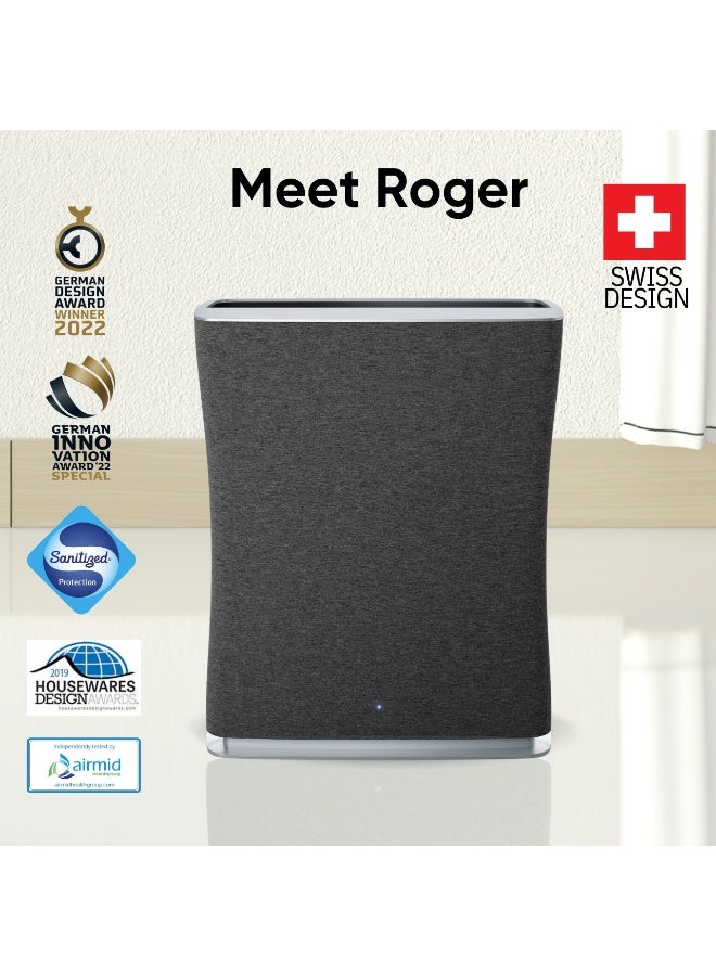 Stadler Swiss Design Air Purifier Roger Dual Filter Activated Carbon HEPA 12 Built in IAQ and Gas Sensors Textile Pre Filter with Hygiene Function Up to 33 square meter White 2 Year Warranty by ManufacturerSwiss Design Air Purifier Roger Little Dual Filter Activated Carbon HEPA 12 Filter Built in IAQ and Gas Sensors Textile Pre Filter with Hygiene Function Up to 66 square meter Black 2 Year Warranty by Manufacturer - Image 2