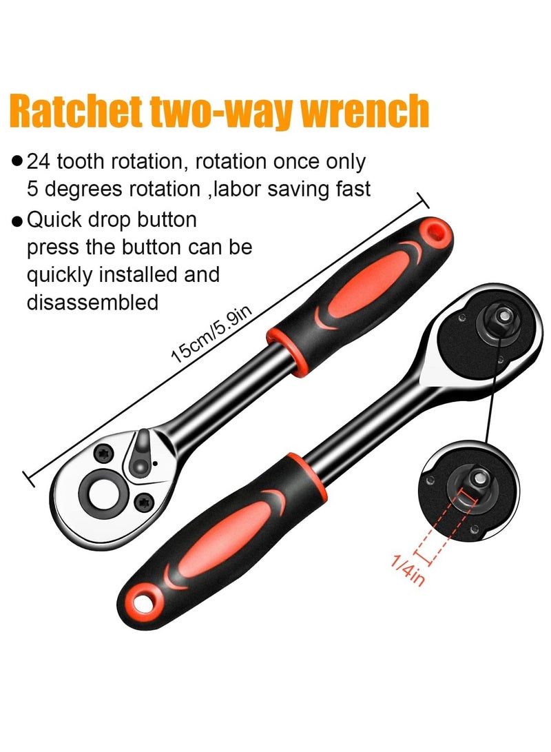 ET-LIFE Mechanic Socket Tool Kit Set - 46PCS 1/4 inch Car Repair Tool Auto Repairing and Household with Storage Case - Image 4