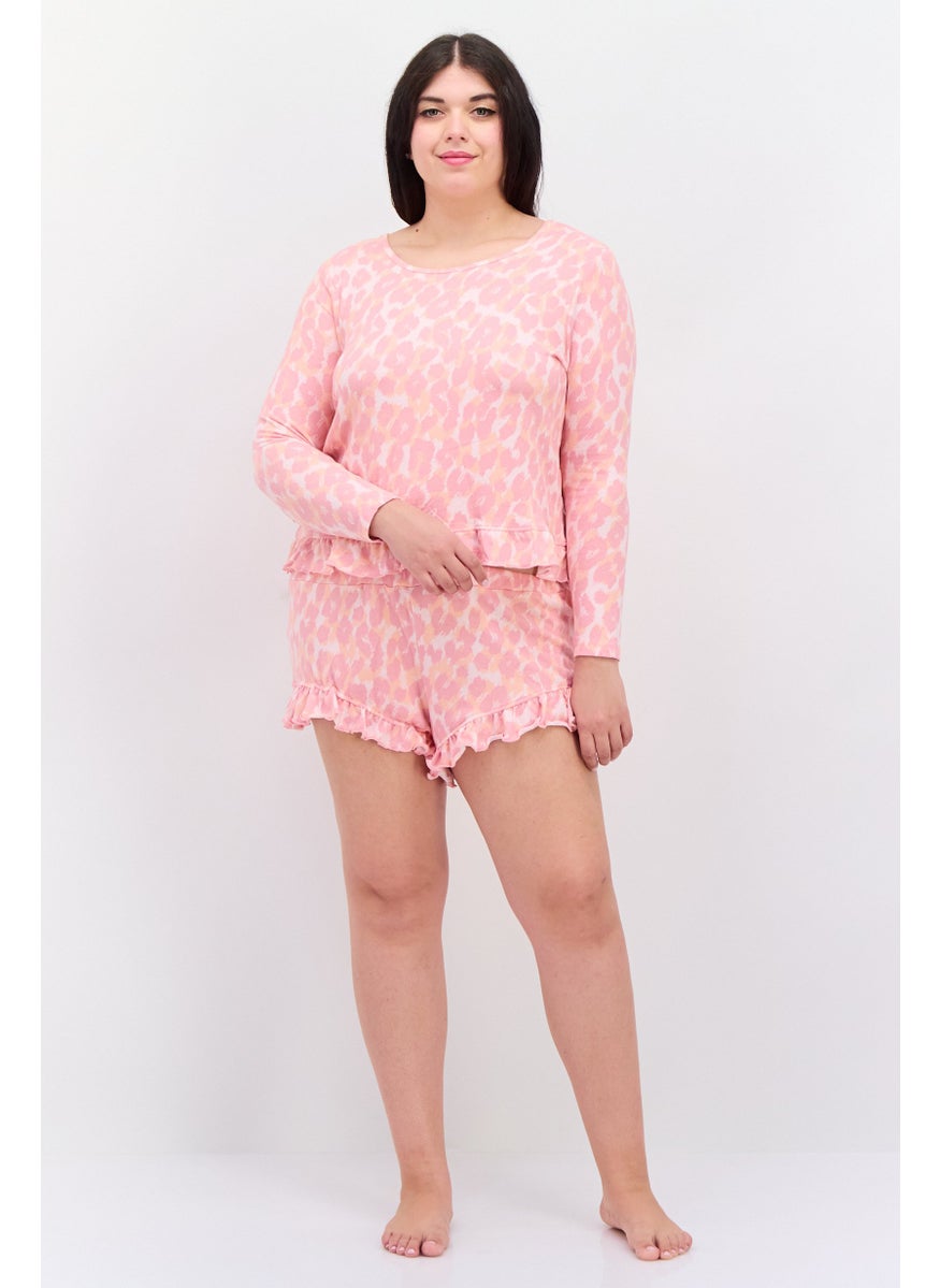 Women 2 Pcs Plus Size Tie Dye Long Sleeve Top And Shorts Pajama Sets, Pink - pzsku/Z05EBC431CA47912EE5F1Z/45/_/1739801782/db7bf5c3-fba9-4d72-bdd8-f46996757b05