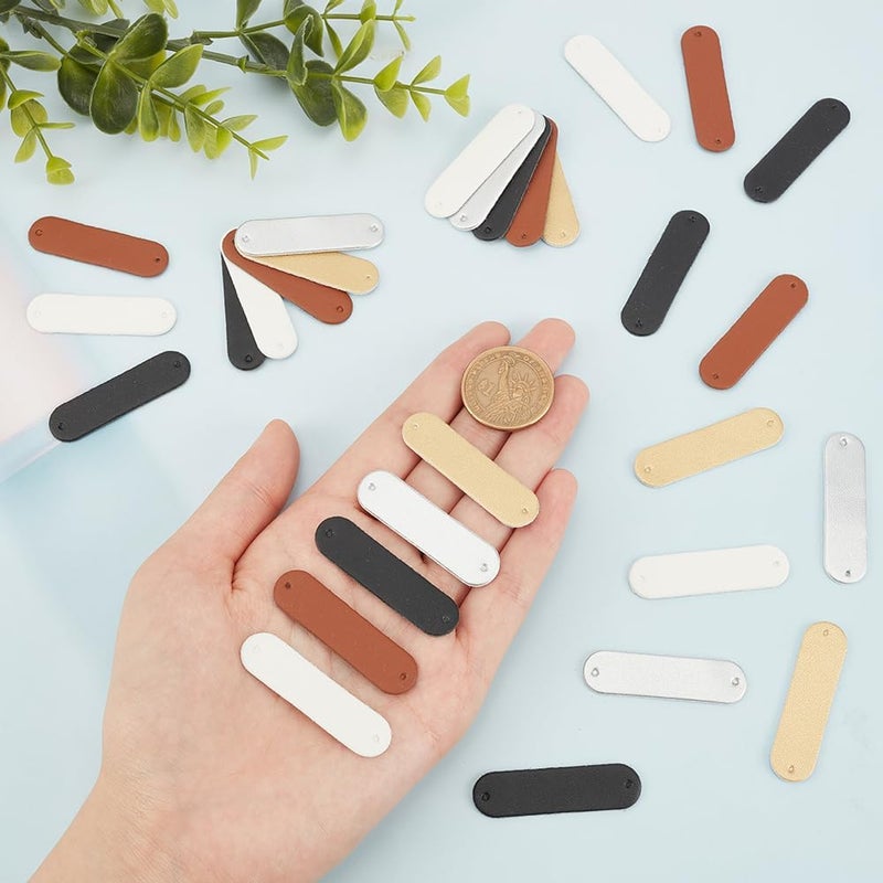 كلاراكو علامات ملصقات جلدية من كلاركو، 100 قطعة، 5 ألوان، أزرار جلدية فارغة مع ثقوب، علامات تزيين مخصصة قابلة للخياطة، علامات تزيين يدوية الصنع للسترة أو الجينز أو الحقيبة أو الحذاء أو القبعة أو سجل القصاصات - Image 4