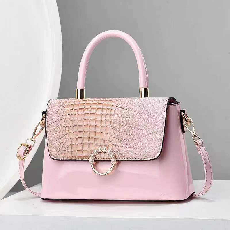 Lizard Pattern Bright Leather Solid Color Retro Light Luxury Shoulder Crossbody Bag Temperament Handbag Women'S Bag