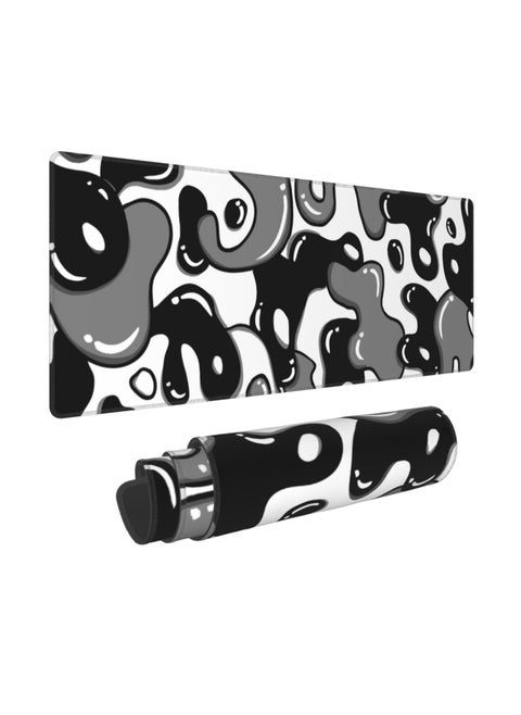 80CM x 30CM Black and White Gaming Mouse Pad, Anime Cool Desk Pad Geometric Desk Mat Non-Slip Rubber Base Stitched Edge Extended Keyboard PC Computer Pad Gaming for Home Office Work Desktop