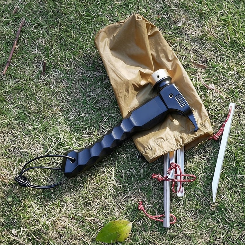 Camping Hammer: 8.7" Black Stainless Steel Head - Super Strong Durable Rugged Beech Handle for Firm Grip Tent Stake Hammer With Stake Puller Hook Lanyard for Outdoor Camping Trips - Image 3
