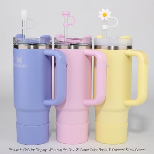 DUNLAGUE Boot and Straw Cover Set - 2pcs Silicone Boot, 3pcs Straw Cap, Bottom Protector for Stanley Cup H2.0 30oz & 40oz, Exact Color Match with Stanley, Accessories Cherry Blossom - Image 4