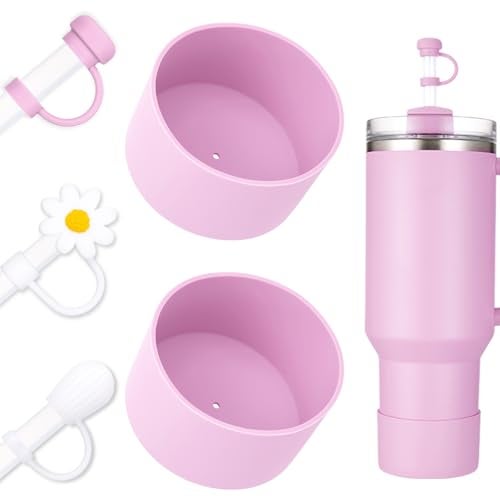 DUNLAGUE Boot and Straw Cover Set - 2pcs Silicone Boot, 3pcs Straw Cap, Bottom Protector for Stanley Cup H2.0 30oz & 40oz, Exact Color Match with Stanley, Accessories Cherry Blossom - Image 1
