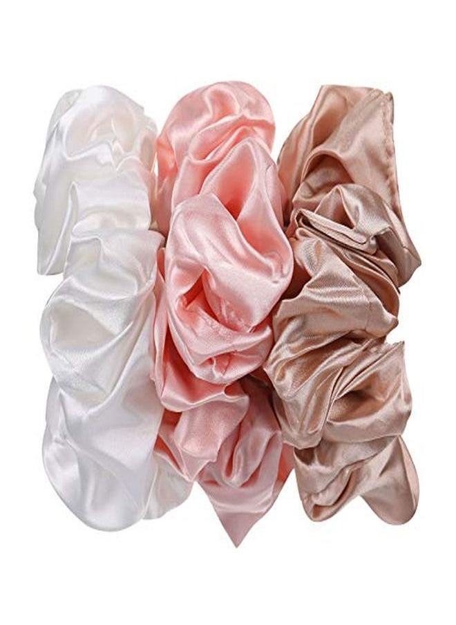 Chuangdi - 6 Pieces Big Silk Scrunchies For Hair Large Velvet Satin Scrunchies Jumbo Elastic Ponytail Holders For Women And Girls (Champagne White Silver Grey Light Pink Bean Red Light Blue) - Image 1