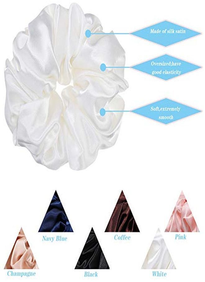 Chuangdi - 6 Pieces Big Silk Scrunchies For Hair Large Velvet Satin Scrunchies Jumbo Elastic Ponytail Holders For Women And Girls (Champagne White Silver Grey Light Pink Bean Red Light Blue) - Image 1