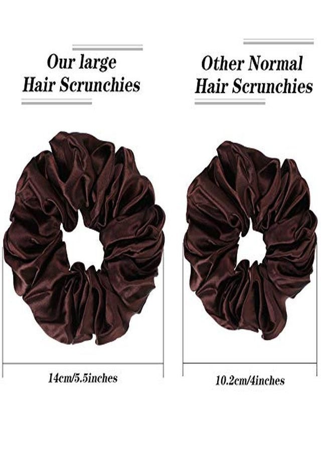 Chuangdi - 6 Pieces Big Silk Scrunchies For Hair Large Velvet Satin Scrunchies Jumbo Elastic Ponytail Holders For Women And Girls (Champagne White Silver Grey Light Pink Bean Red Light Blue) - Image 1