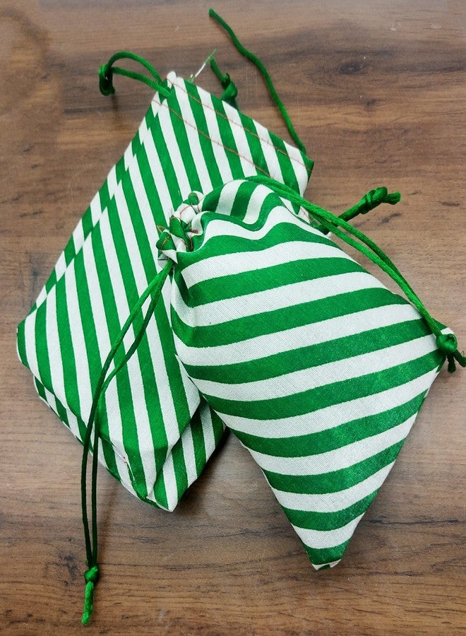 brown leaf 6X4 inch Green Lehariya Print Potli Bags Jewelry Pouch Best for Wedding Anniversary Party Supply Return Gifting Bags (36) - Image 3