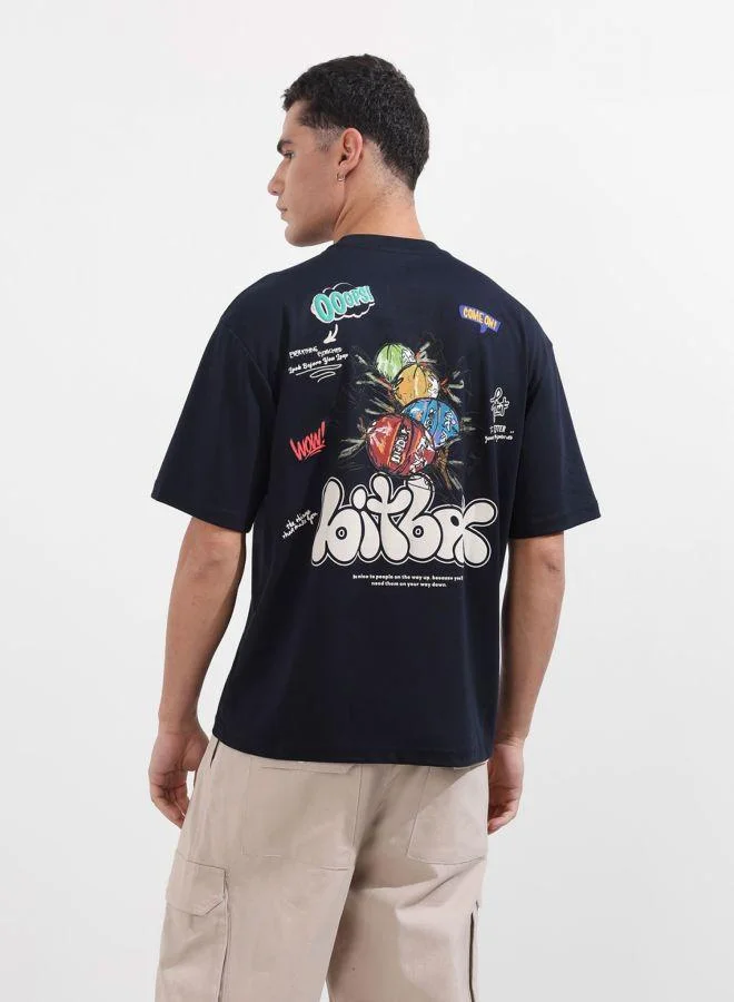 شركة المرآب الهندية تيشيرت رجالي بقصة مريحة ورقبة دائرية وطبعات ورسومات وأكمام قصيرة