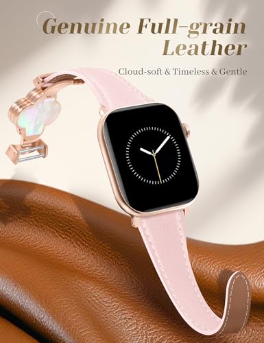 MOINSPIRE Designer Slim Leather Bands Compatible with Apple Watch 38mm 40mm 41mm 42mm(S11/10)for Women, Four-Leaf Clover Cute Dressy Magnetic Watch Bands for iwatch Series Ultra/SE11/9/8/7/6/5/4/3/2/1 - Image 3