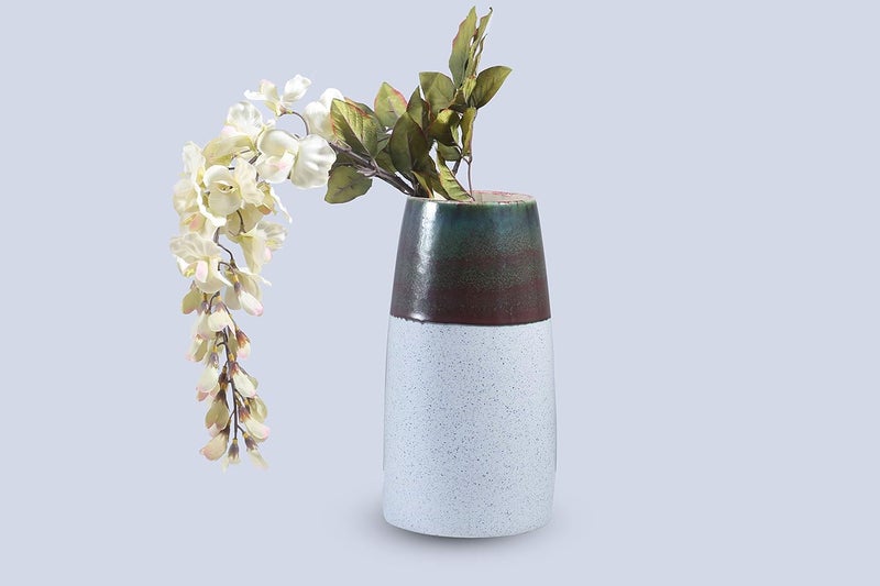 Caffeine Ceramic Handmade White & Multi Studio Flower vase (Set of 1) - Image 1