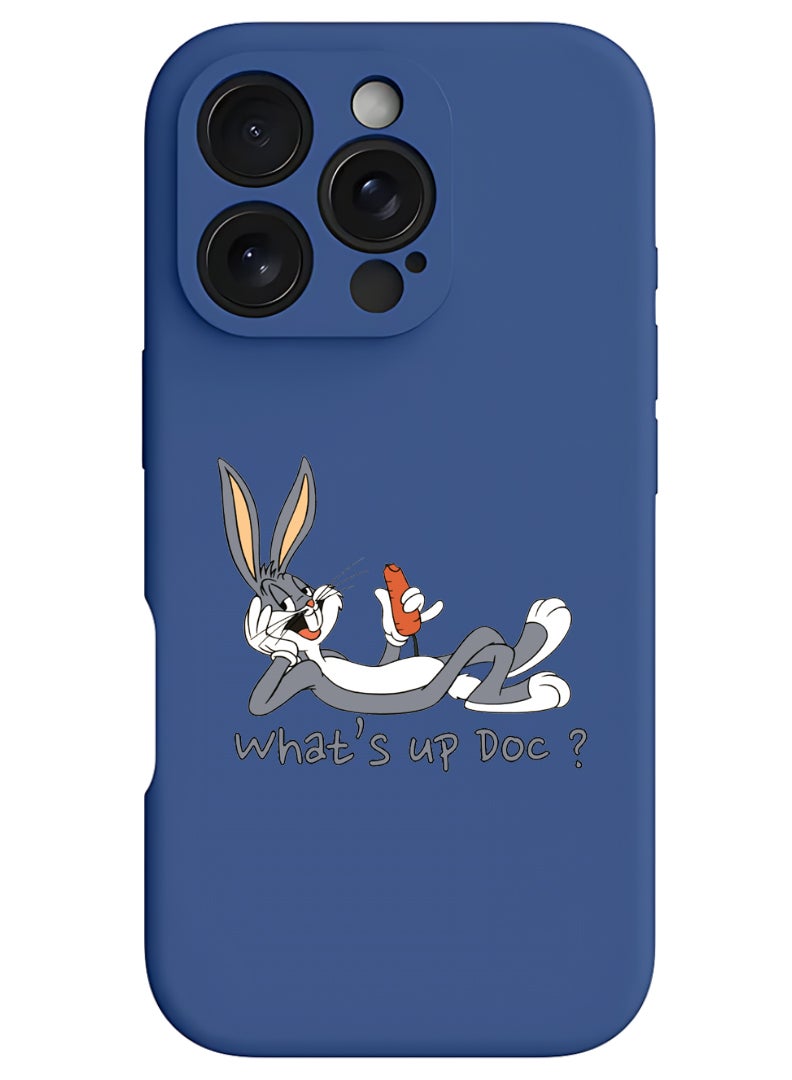 Theodor iPhone 16 Pro Max Blue Protective Slim Fit Case Liquid Silicone Cover with Full Body Protection Anti-Scratch Shockproof Case For iPhone - Whats up Doc - Image 1