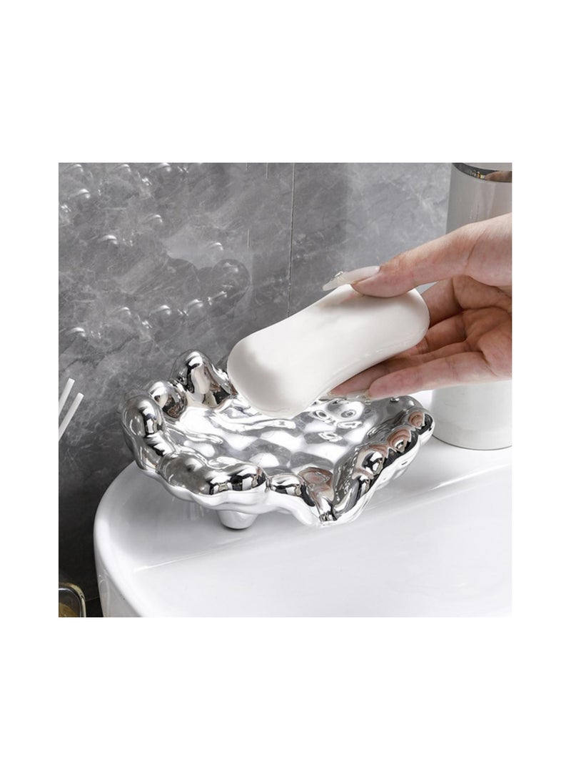 Quick Drain Silver Color Soap Dish Wash basin Countertop Storage Tray Washroom Accessories - Image 1